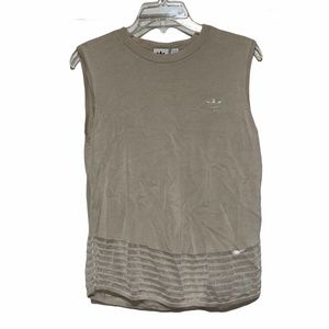 Adidas Sweater Tank w/Striped Mesh in Beige Sz M